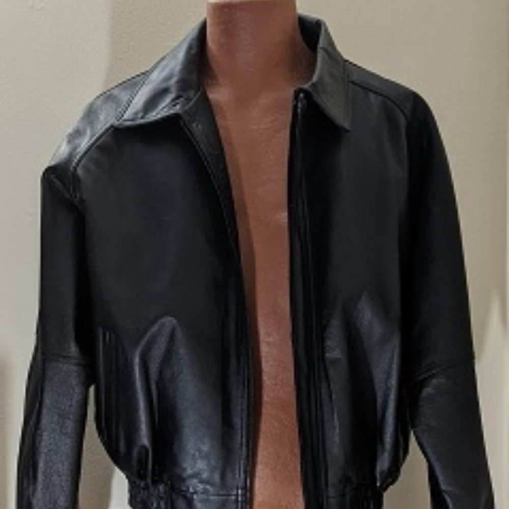 EXCELLENT Condition Vintage Catalani Black Leather Jacket, Men's Medium
